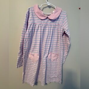 Little English Striped Pink and White Long Sleeve Dress
